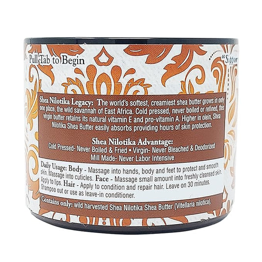 Shea Terra Organics 100% Organic Cold-Pressed Virgin Shea Butter – Fragrance-Free | Natural Anti-Aging Daily Skin, Nails & Hair Cream to Soften Dry Skin, Reduce Wrinkles & Stretch Marks – 6 oz