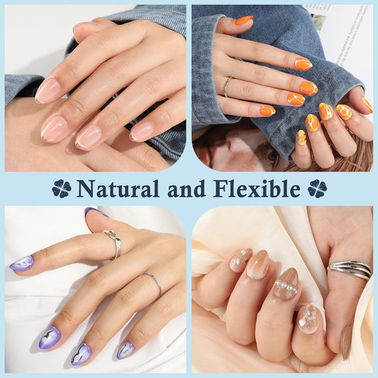 Extra Short Almond Nail Tips, 360pcs Soft Gel Pre-Shaped Acrylic XS Fake Nails, Half Matte Full Cover Clear Press on Flase Nail Tips for Extension Manicure Home DIY 12 Sizes Gelly Tips