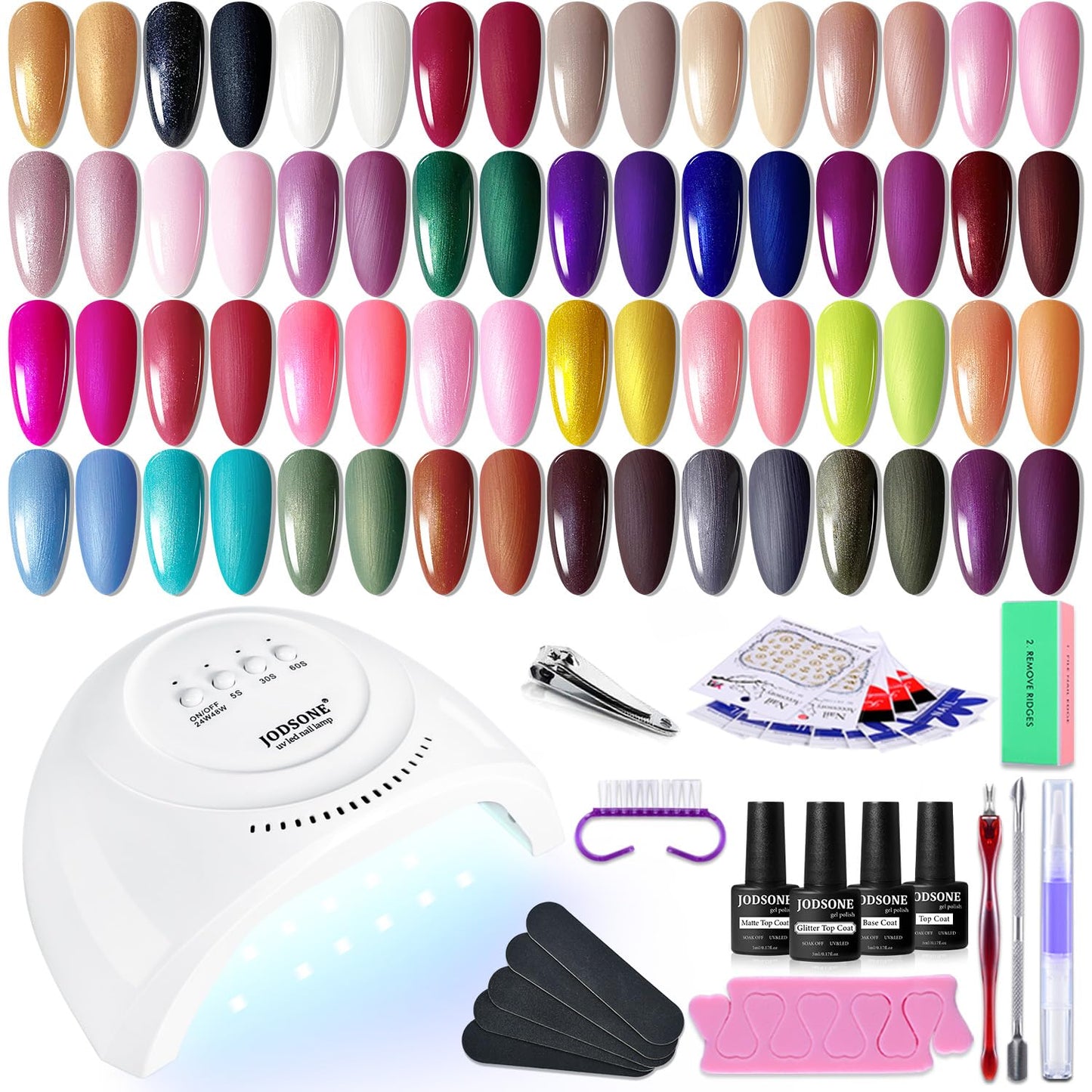 JODSONE Gel Nail Polish Starter Set Ribbon Glitter Summer Light Winter Dark Glossy 36-Piece Multi-color Gel Nail Polish Set