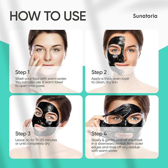 SUNATORIA Blackhead Remover Mask - for Women and Men - Activated Charcoal Peel Off Face Mask - Deep Pore Cleaner Nose Blackhead Remover Pore Release - Black Head Remover for Face