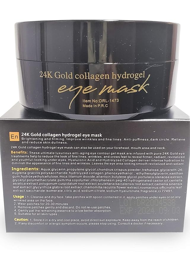 24k Gold Collagen Hydrogel Eye Mask | Improve Wrinkles, Anti Puffiness, And Dark Circle | 60 Pcs of Eye Mask