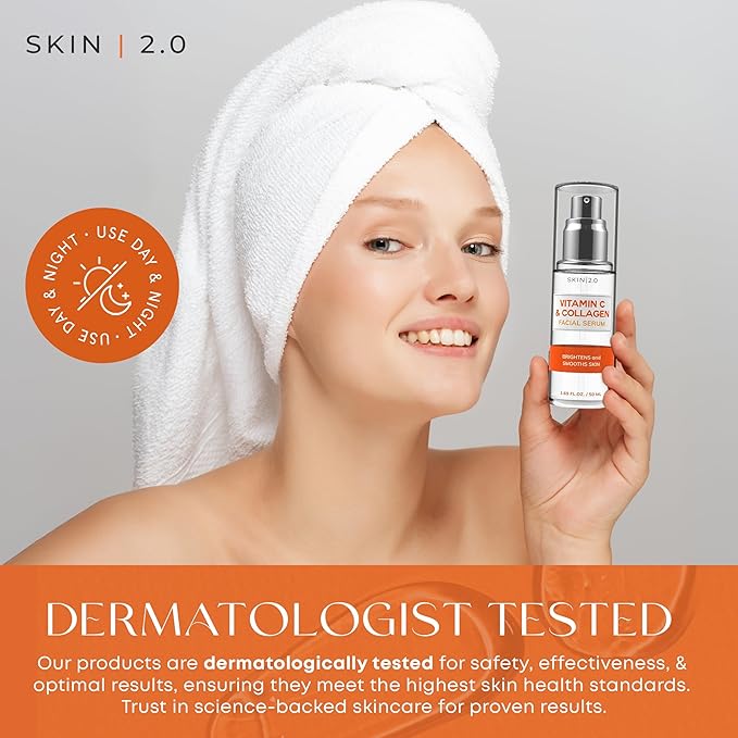 Vitamin C & Collagen + Retinol & Vitamin E Facial Serum Set - Dermatologist Tested, Anti-Aging, Dark Spot Remover, Brightening - Cruelty-Free, Clean Beauty, Korean Skincare - 1.69 oz (2-Pack)