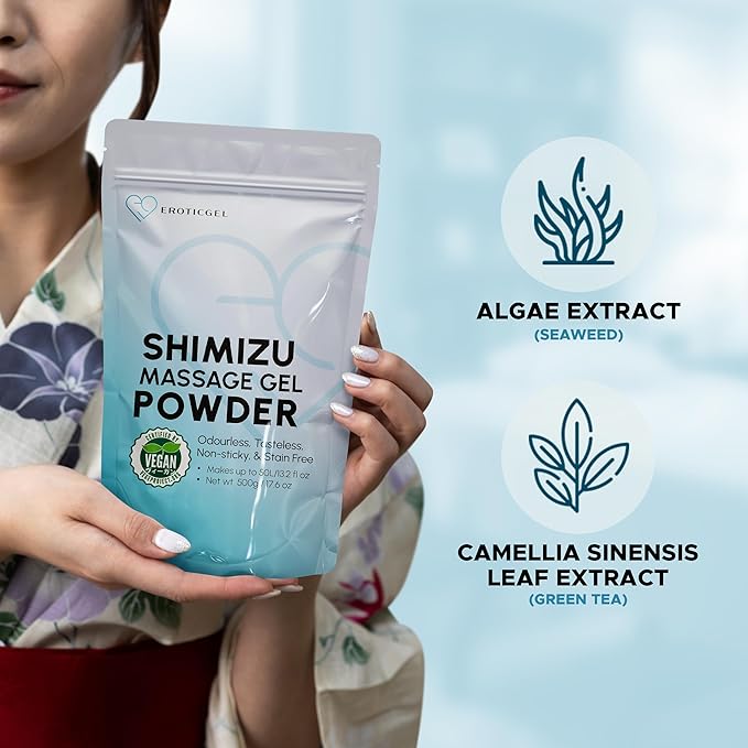 Nuru Massage Gel Therapy Powder 500g | Seaweed & Green Tea | Made in Japan | Paraben & Glycerine Free | Makes 13.2 gal