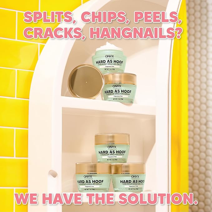 Onyx Professional Hard As Hoof Nail Strengthening Cream, Unscented - Nail Growth & Conditioning Cuticle Cream Stops Splits, Chips, Cracks & Strengthens Nails, 1 oz