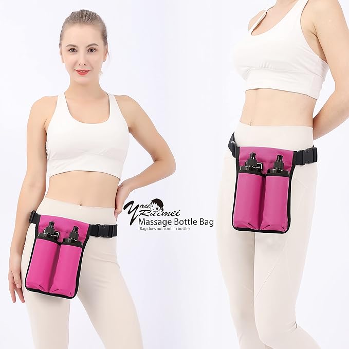 Massage Bottle Bag Massage Therapist Holster Massage Lotion Holster Massage Oil Holster（YR-2KD-Rose Red）