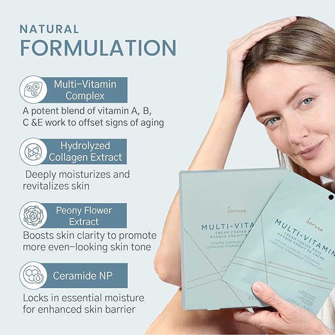 Karuna - MULTI-VITAMIN Face Masks Skincare Must-Have, Cream-Coated Vitamin-Rich Facial Masks, 1 Collagen Mask Pack