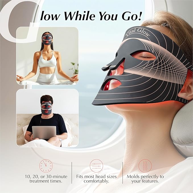 Red Light Mask, Red Light Therapy for Face, LED Face Mask Light Therapy, with Jade Roller & Gua Sha, Facial Skin Care Mask, Targets Wrinkles Fine Lines Redness, For Home, Portable & Rechargeable