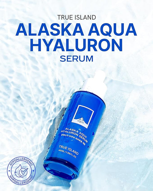Alaska Aqua Hyaluron Serum Hydrating Face Serum for Women & Men | Korean Hyaluronic Acid Serum for Face | Moisturizing & Skin-Calming Facial Serum w/Adenosine (1.35 fl oz)