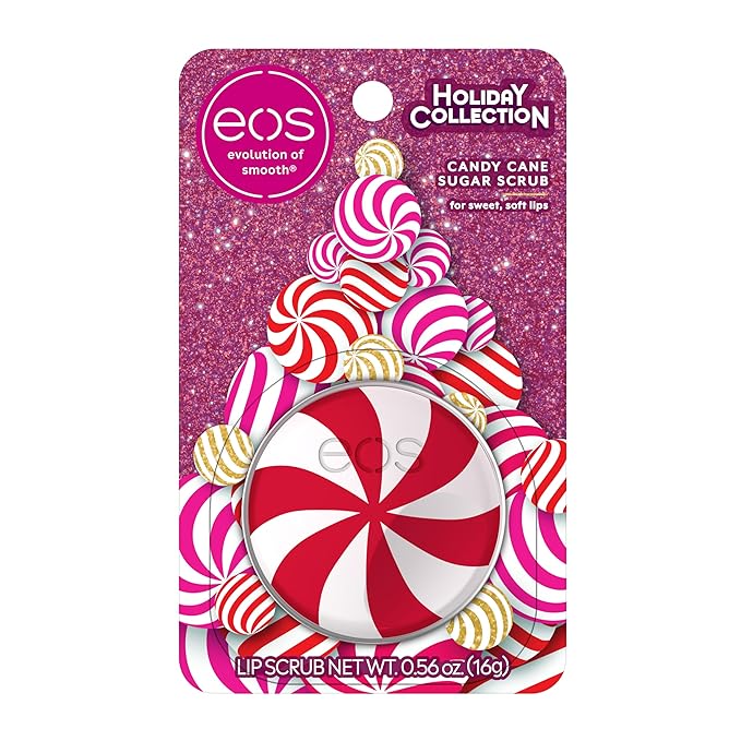 eos Holiday Lip Scrub Exfoliator- Candy Cane Sugar Scrub, Limited-Edition Moisturizing Lip Treatment, Stocking Stuffers, 0.56 oz