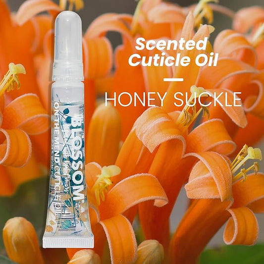 Blossom Cuticle Oil Pen for Nails, On the Mend Scented Travel Nail Oil for Growth and Strength, Infused with Real Flowers 0.34oz, Honeysuckle