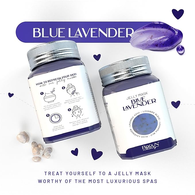 BRÜUN Jelly Mask Jar Blue Lavender Peel-Off Face Care Rubber Mask | 23 fl oz Skin Care Moisturizing Gel Mask Jar Spa Set
