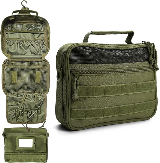 SMONT Toiletry Bag for Men Travel Toiletry Organizer Dopp Kit Organizer Toiletries Travel Bag Shaving Hygiene Bag Bathroom Hanging Men's Toiletry Bag for Short Trips Army Green