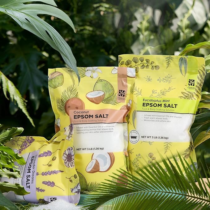 Epsom Salt for Soaking, 9 lb Scented Bath Salts for Women, Lavender & Eucalyptus & Coconut, Epsom Salt Bulk Bath Spa Set Gifts for Women, Mother's Day Gifts, 3lb (Pack of 3)