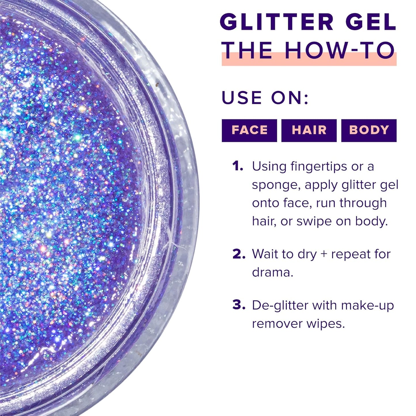 UNICORN SNOT Holographic Face Glitter & Body Glitter Gel | Glitter Makeup, Hair Glitter, Festival Rave & Anime Cosplay, Halloween Costume Makeup | Vegan & Cruelty Free, 1.7 oz Purple Glitter (UV)