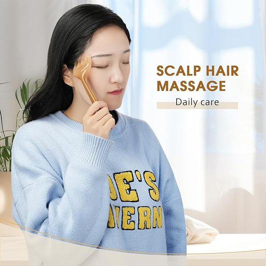 MoyRetty 2 Pack Manual Scalp Massagers, Perfect Scalp Massage Comb for Men & Women Home or Travel Use, Head Spa Gua Sha Tools for Relaxing(Brown)