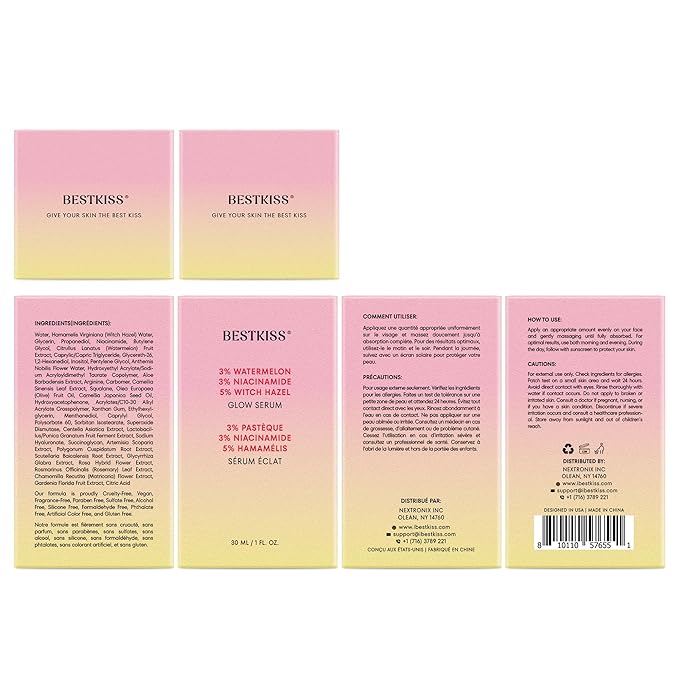 Dark Spot Remover for Face: 3% Watermelon 3% Niacinamide 5% Witch Hazel Dark Spot Correcting Glow Serum with Aloe Vera Centella Asiatica Hyaluronic Acid - Paraben Fragrance Cruelty Free 30mL