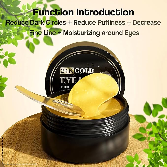 Under Eye Patches for Women (30 Pairs) - Eye Patches for Puffy Eyes and Dark Circles - Skin Care with Collagen eye patches for women - Anti-Aging Eye Masks (24 Gold- Box)