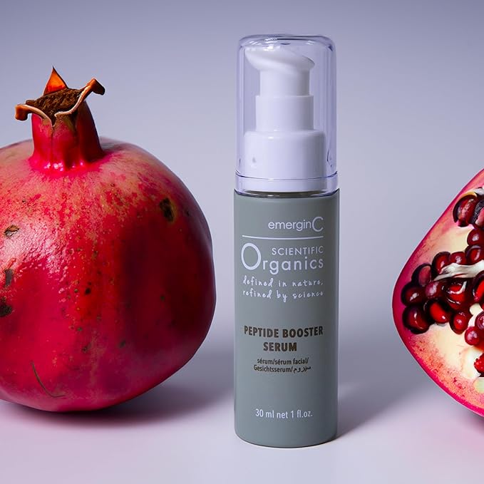 emerginC Scientific Organics Peptide Booster Facial Serum - Face Serum with Kombucha, Red Algae + Antioxidant Astaxanthin to Hydrate, Visibly Improve Signs of Aging + Tone (1 Ounce, 30 ml)