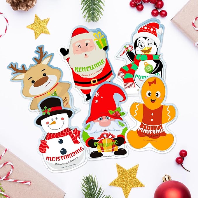 Timgle 12 Pcs Christmas Stocking Stuffers Bulk Facial Masks Skincare Face Sheet Masks Holiday Gifts for Women, Fragrance Hydrating Face Mask Spa Gifts Bulk for Coworker Adults Stocking Stuffer
