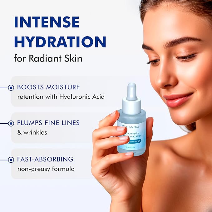 10% Niacinamide Serum with Hyaluronic Acid, Anti-Aging and Moisturizer, All Skin Type Face Serum for Women 1 fl oz.