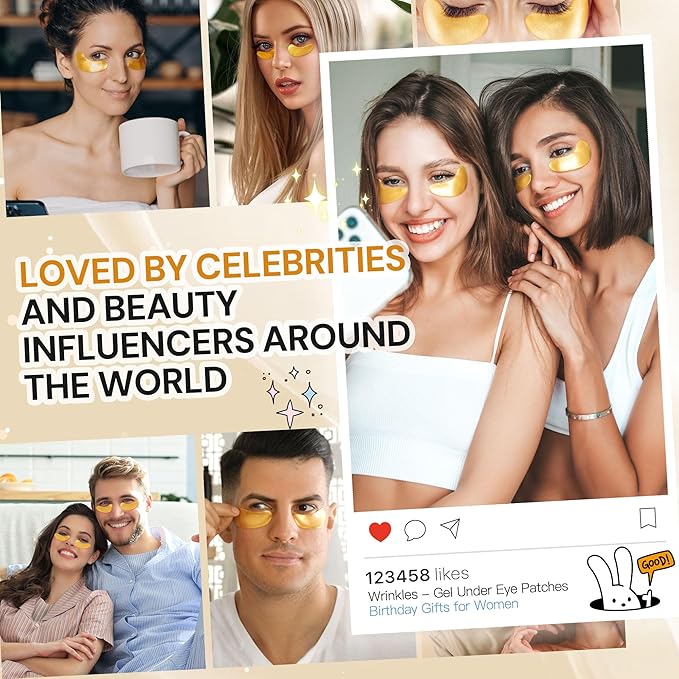 Under Eye Patches, 10 Pairs Gold Collagen Eye Gels Mask, Reduce Dark Circles, Wrinkles Puffy & Bags, Anti-aging Moisturizing Eye Mask by KUTDEP