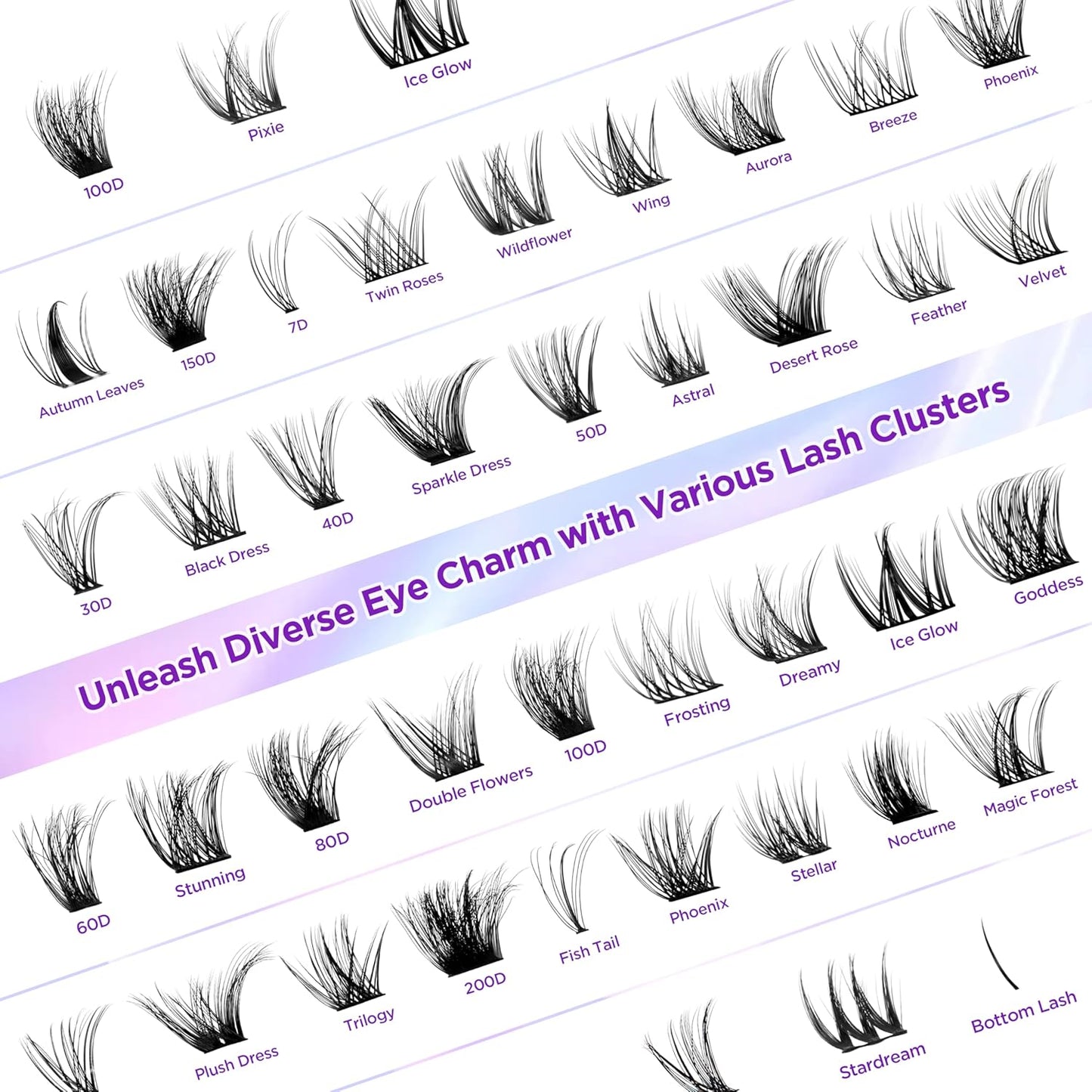 Lash Extension Kit DIY Lash Clusters Kit Eyelash Extensions Individual Lashes Extensions with (BondSeal,Tweezers,Remover,Brush,280,30D40D, 9-16)