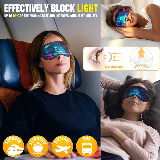 BVYA 3 PCS A Set, Silk Sleep Mask, Eyes Mask, Mulberry Silk Soft Adjustable Strap Eye Cover (I Series)