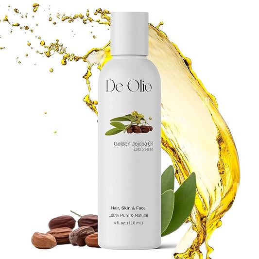 | Golden Jojoba Oil | 100% Pure & Natural | Face, Hair and Body | Cold Pressed | Soap Making & Massage | Carrier Oils | 4fl. oz. (118 mL)