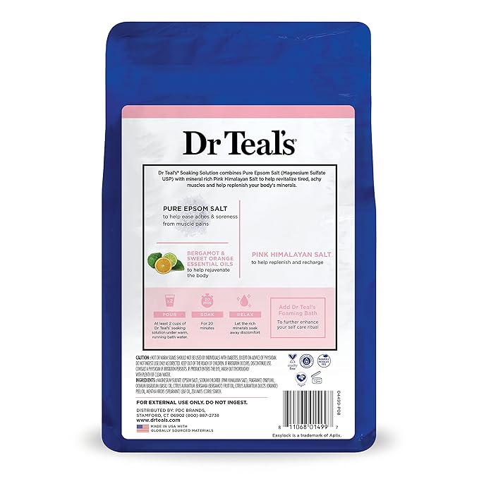 Dr Teal's Epsom Salt Magnesium Soak, Restore & Replenish with Pink Himalayan Salt, 3 lbs