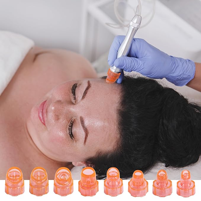 Plastic Cap Beaty Machine Spare Parts Hydro Dermabrasion Water Peeling Tips 8pcs Per Set For Elitzia ETNS900 ETAF131T (Orange)