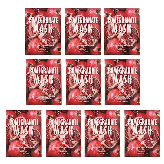 Facial mask Moisturizing face Mask Deep Hydration, Improves Dry Skin, Sheet Mask, 10pcs Sheet Mask Hydrating & Soothing Skin Care (10PCS, Pomegranate)