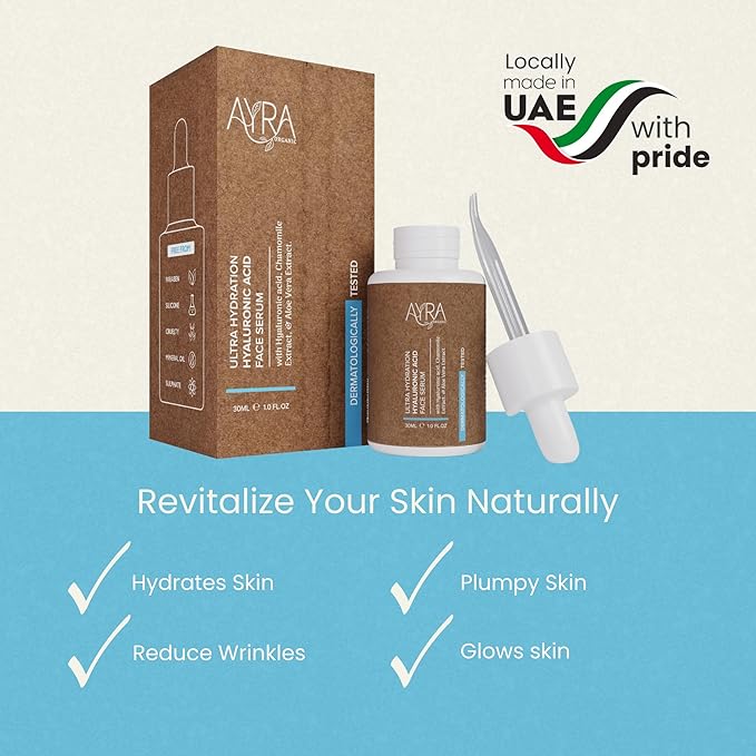 Ultra Hydration Hyaluronic Acid Face Serum – 1Fl Oz | Moisturizing Serum with Chamomile & Aloe Vera Extract | Ideal for Dry, Dull Skin | Organic & Eco-Friendly Skincare