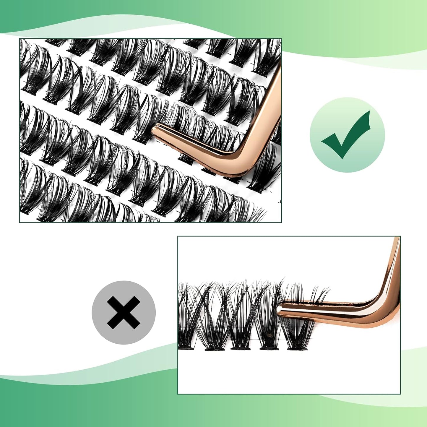 Lash Clusters 300pcs Individual Lashes 40D 0.07D Curl 10mm DIY Eyelash Extension KEYYOU Large Tray Volume Soft&Natural Cluster Lashes(40D-0.07D,10）