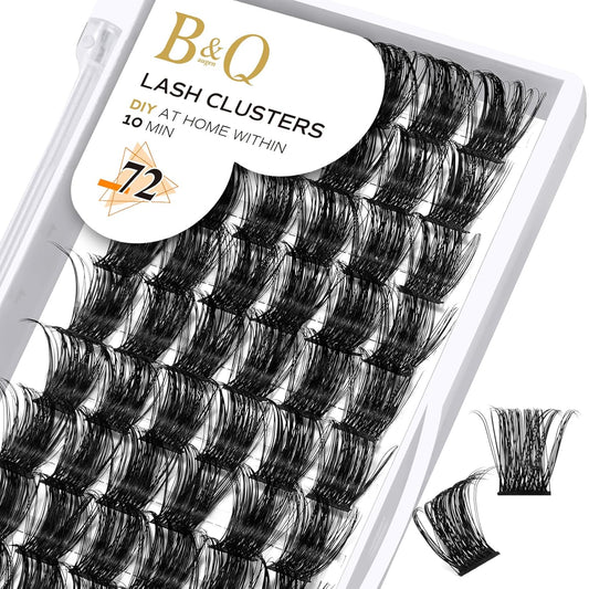 Lash Clusters B07 D Curl 18mm DIY Eyelash Extensions 72 Clusters Lashes C D Curl B&Qaugen LASH Mega Volume Individual Lashes Eyelash Clusters Extensions Individual Lashes Cluster at Home (B07,D-18mm)