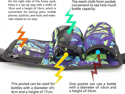 Massage Bottle Bag Massage Therapist Holster Massage Lotion Holster Massage Oil Holster（3 bottle,Flower color）