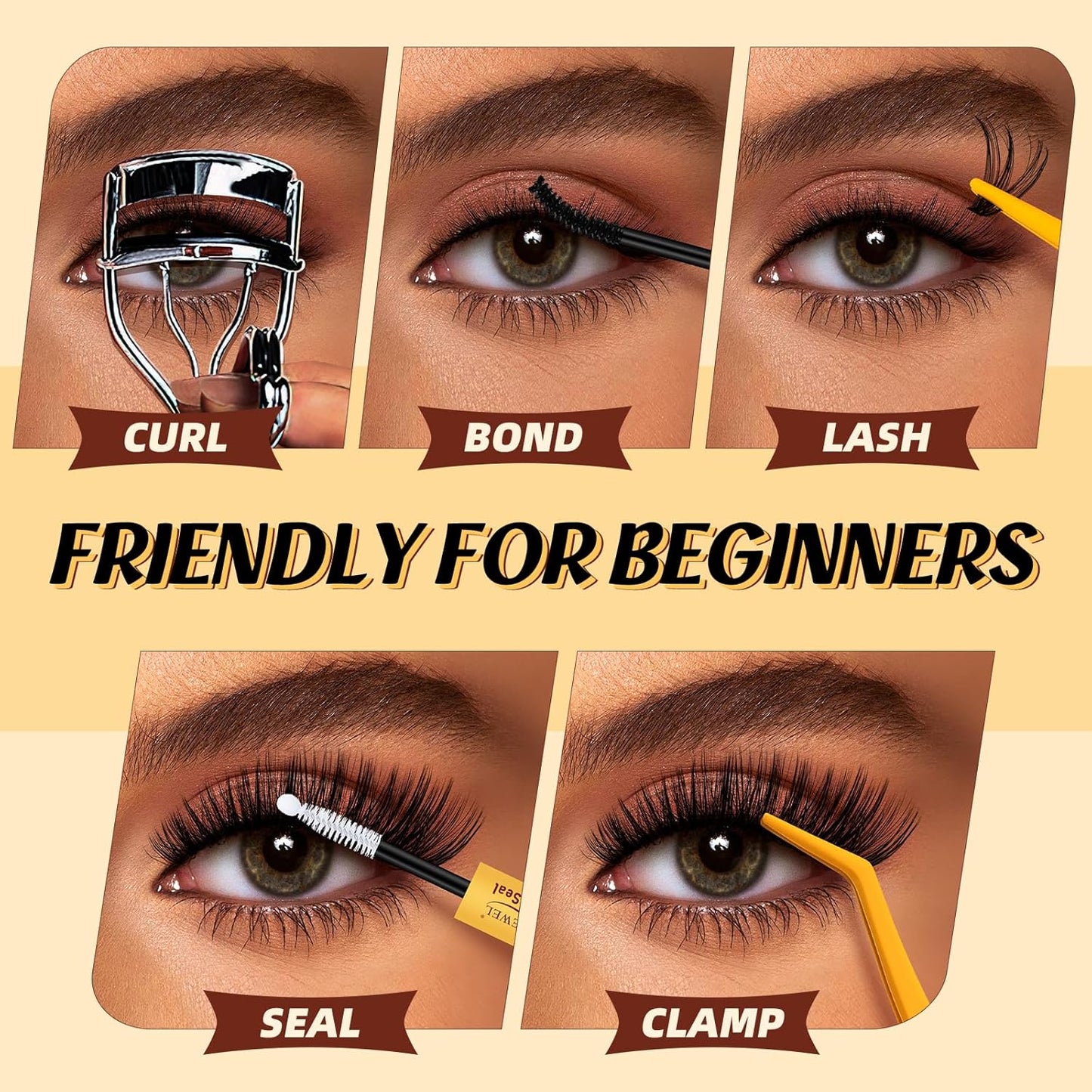 QUEWEL Lash-Clusters-Kit, 30+40+50D-Lash-Clusters Mixed 10-16mm Soft DIY-Lash-Extension-Kit with Lash Bond and Seal Waterproof, and Eyelash Clusters Tweezers Easy DIY at Home(30+40+50 KIT)