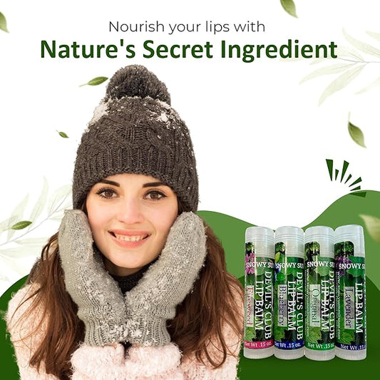 Devil's Club Lip Balm Set - Contains Fireweed, Lavender, Blueberry - Natural Moisturizing Chapstick with Vitamin E - Handcrafted in Alaska - 4 x .15 oz Tubes for Soft, Smooth Lips