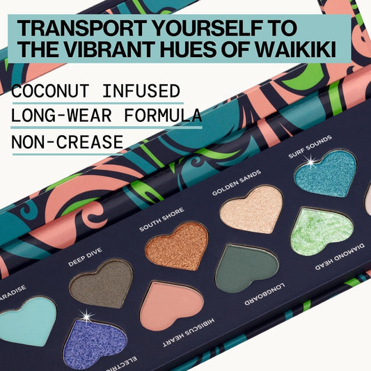 Pacifica Eyeshadow Palette – Waikiki Mineral Eyeshadow, Blendable Shimmer & Matte Shades w/Velvet Matte, Shimmer & Metallic, Cocoa Butter Infused, Talc-Free, Vegan & Cruelty-Free, 0.24 oz 10 Shades