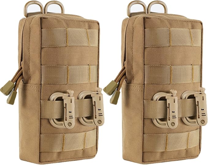 2 Pack Molle Pouches - Tactical Compact Water-Resistant EDC Pouch Bag Small Utility Pouch