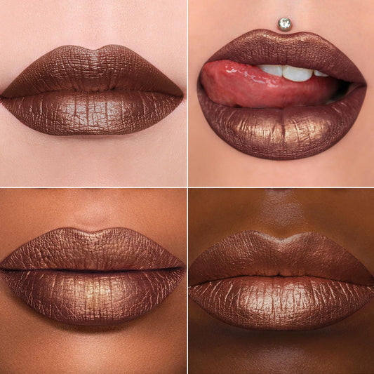 MAKI YIKA Brown Lipstick for Women Metallic Lipsticks Glitter Long Lasting Lipstick No Smudge No Transfer Liquid Lip Gloss (BR04 After Heat)