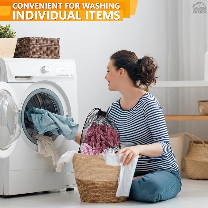 12Pcs Mesh Laundry Bags for Delicates - 13x15.5 inch Black Drawstring Bag Washable Laundry Bag Mesh Stuff Sack Nylon Mesh Bag - Sports Equipment Bag Cloth Bags Drawstring Backpack Organizer Small Mesh