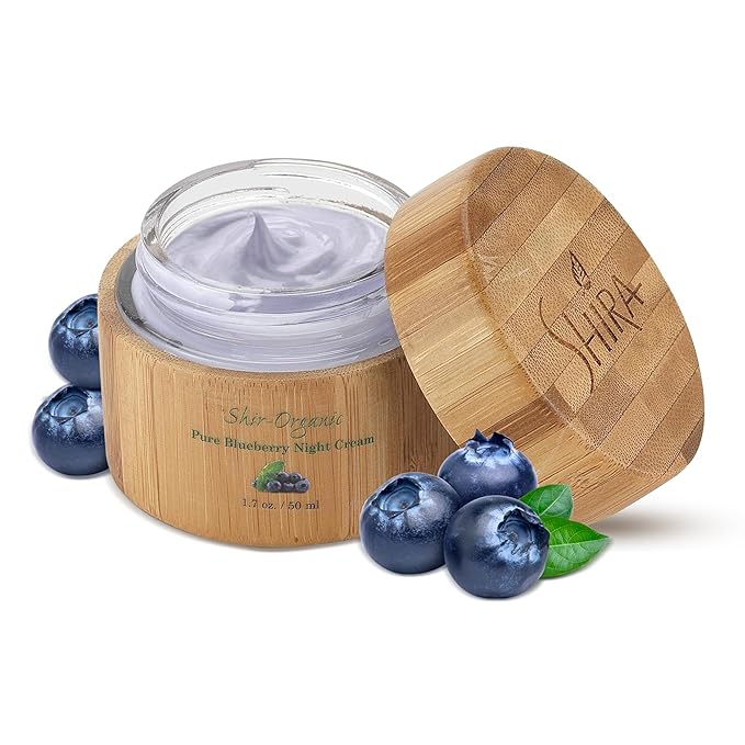 Shir Organic Blueberry Night Cream for Nourished, Wrinkle-Free, Radiant Skin. Moisturizer Face Cream with Anti-Aging Formula keeps Skin Hydrated, Pure Facial Skin Care Product (50ml)