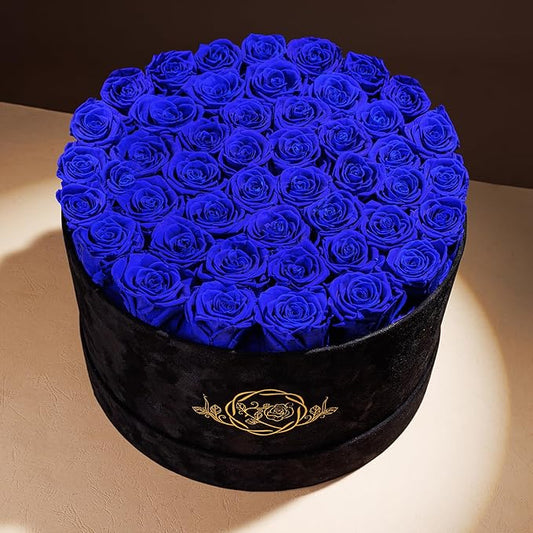 47 Flowers in a Luxury Suede Box, Birthday Gifts for Women, Preserved Flowers, Mothers Day Roses Gift for Mom,Blue