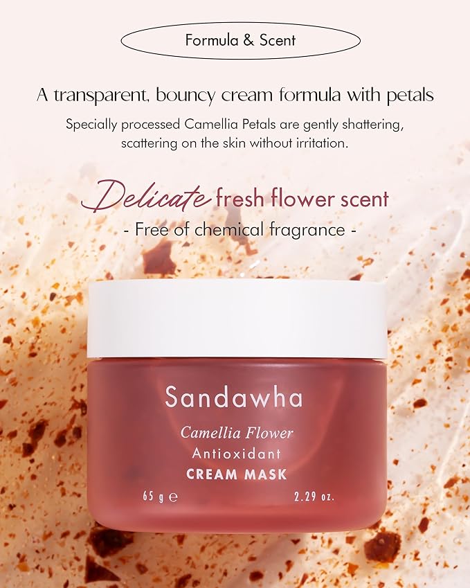 SKINCURE Camellia Flower Cream Mask - Antioxidant, Petal-Infused Wash-Off Facial Mask, Anti-Aging & Hydrating Treatment for Dry and Rough Skin, Illuminates & Refreshes, 2.3 fl. oz.