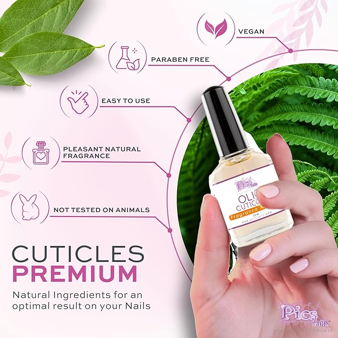 Professional Cuticle Oil - Orange Cuticle Softener for Nails & Cuticle Care - Nail Oil Cuticle Repair Treatment with Sunflower Seed Oil - Pics Nails 12ML Cuticle Oil Bottle with Brush Applicator