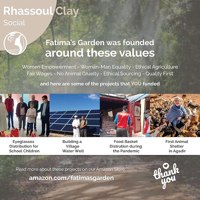 Fatima's Garden Rhassoul Clay - Natural Detox Clay for Skin & Hair, 250g