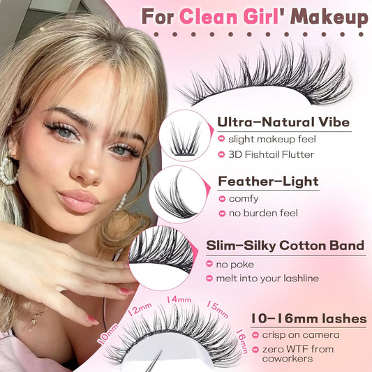 Lash Clusters Kit Wispy Eyelash Clusters Lashes Natural DIY Lash Extension Kit 10-16mm Cluster Eyelash Extensions Kit 300pcs C Curl Individual Lashes Cluster Eyelash (With Tweezers)