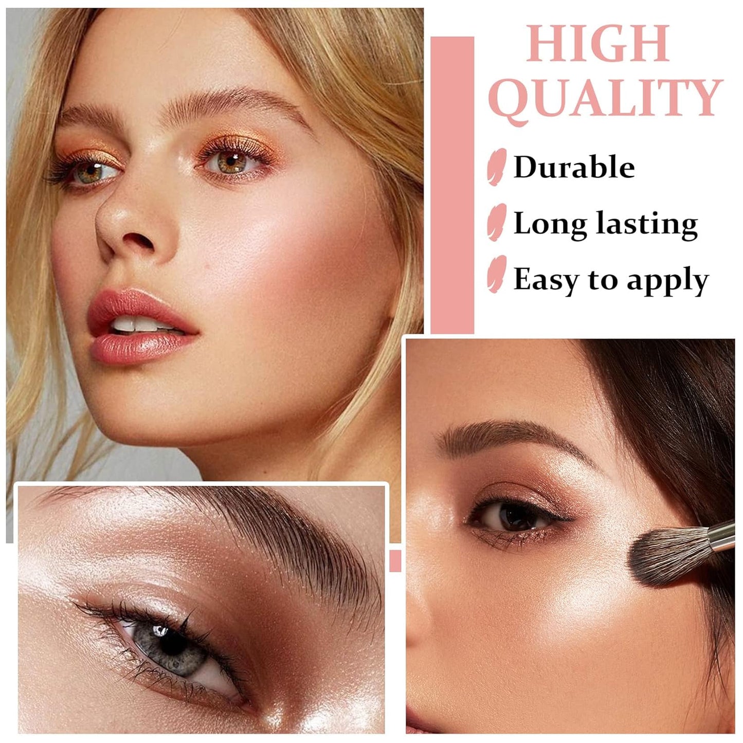 Face Pink Blush Highlighter Makeup Palette Shimmer Contour Waterproof Long-Lasting, Brightens Face Contour Illuminator Highlighters Blush Makeup Palette - 03 Fairy Powder