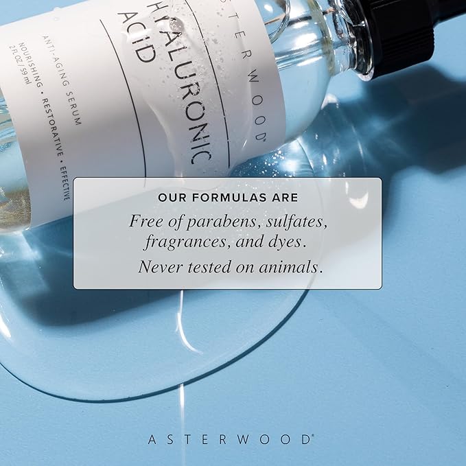 Asterwood Hyaluronic Acid Serum for Face - Plumping, Anti-Aging, Hydrating - Fragrance-Free - 8 Fl Oz