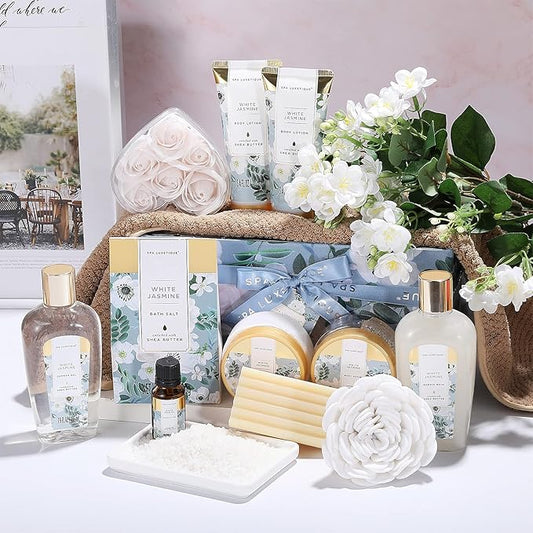 Gift Basket for Women, Spa Luxetique Spa Bath Kit, 12pcs Relaxing Spa Gift Basket with Shower Gel, Bath Salt, Essential Oil, Body Lotion,Mothers Gifts for Mom